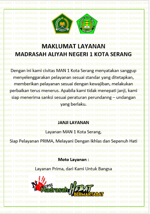 MAKLUMAT LAYANAN MAN 1 KOTA SERANG